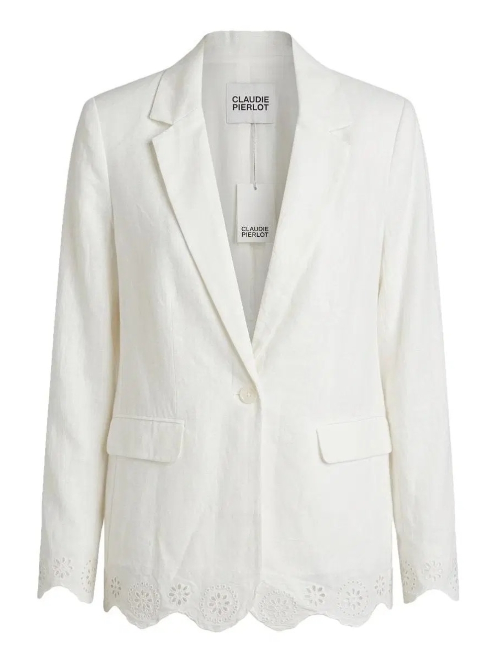Claudie Pierlot Ecru Eyelet Hem Blazer